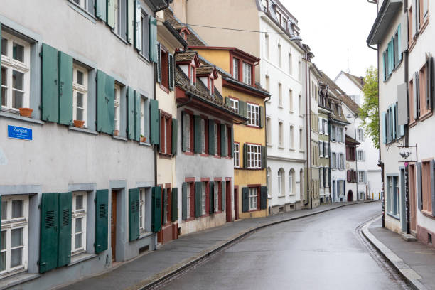 istock Empty street in a Swiss city 1486087422