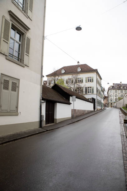 istock Empty street in a Swiss city 1486087452