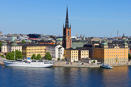 daytime view of the Stockholm skyline featuring Gamla stan and Riddarholmen (Sweden).