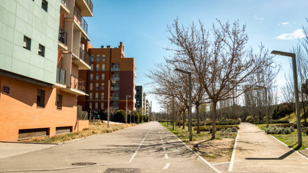 istock bike lane on the sidewalk 1486100949