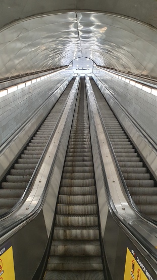 Electric escalator in metro, moving staircase, Atlanta, Georgia.