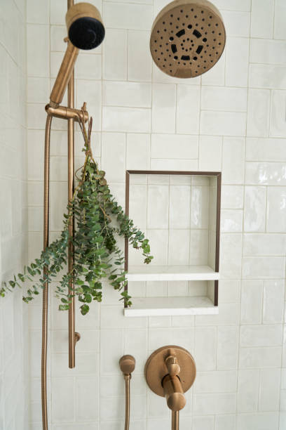 istock Shower with rose gold fixtures 1486113084