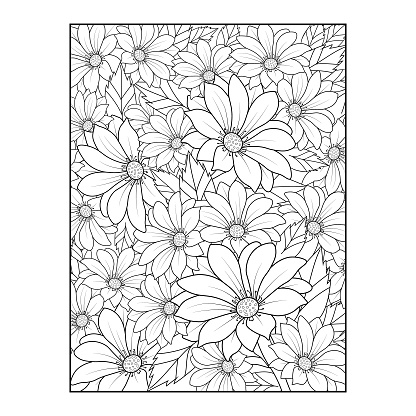 This is a vector flower drawing. Adobe illustrator 10 versions, easy to work, is best for coloring page print on demand on others' works,