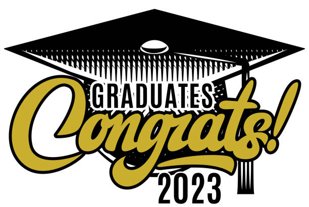 istock Golden inscription on the background of student hat. Elements or template for design on the occasion of graduation celebration in 2023 1486118376