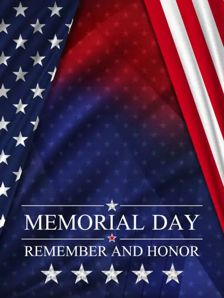 Vector illustration of Memorial day background. National holiday of the USA. United states flag vertical poster.