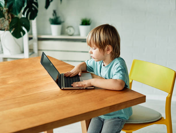 istock child laptop computer technology home boy son man education homework kid learning internet childhood student preschool using online 1486123995