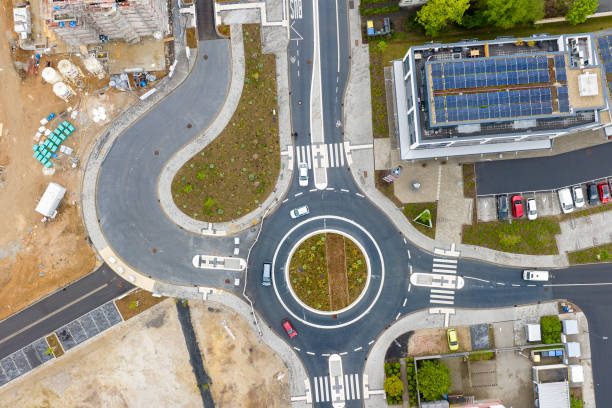 istock Roundabout - traffic circle, aerial view 1486124066