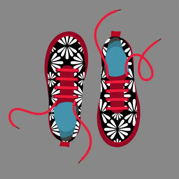 Vector illustration of Shoes with black and white pattern