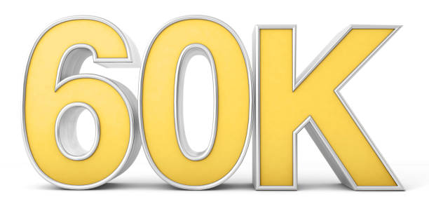 istock 60K 3d. 10k followers isolated on white background. 3D rendering 1486126331