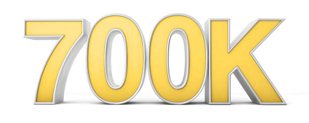 istock 700K 3d. 10k followers isolated on white background. 3D rendering 1486126383