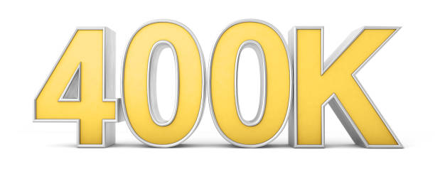 istock 400K 3d. 10k followers isolated on white background. 3D rendering 1486126398