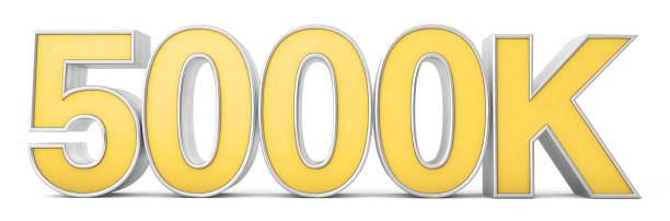 istock 5000K 3d. 5000k followers isolated on white background. 3D rendering 1486126408