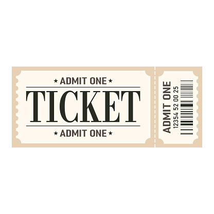 Retro ticket desogn template. Admit one.Ticket for cinema, movie,circus,carnavalfilmfestival etcVector