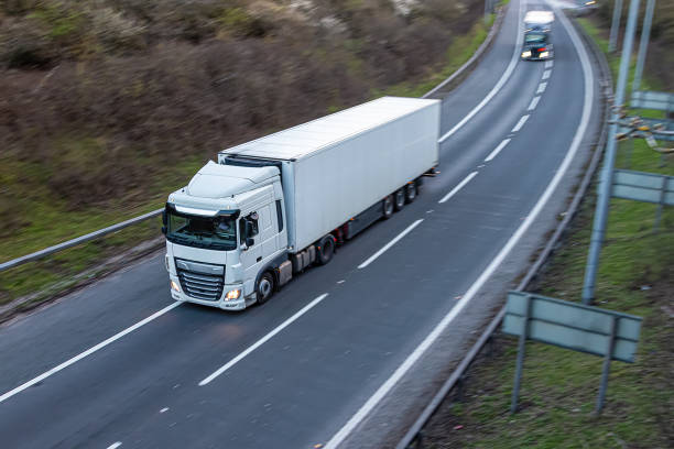 istock Lorry travelling on the motorway. 1486127963