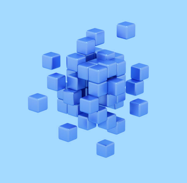 istock Big data , storage, blockchain icon. 3d cubes floating and connecting into big cube shape. 3d render illustartion 1486133986