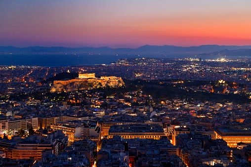 Night view of Athens and the Parthenon