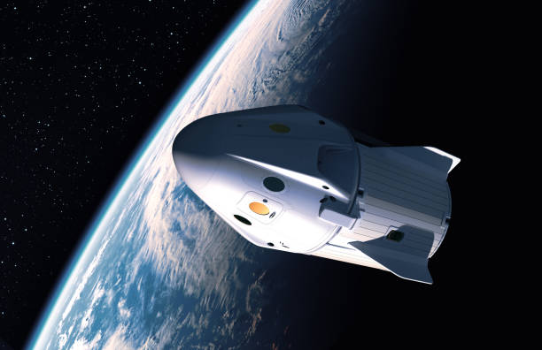 istock Commercial spaceship flight on background of planet Earth 1486145985