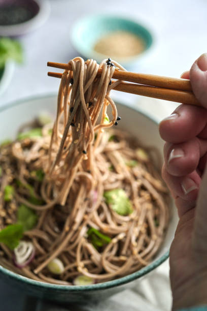 istock Soba Noodles with Sesame, Coriander and Soy Sauce 1486146726