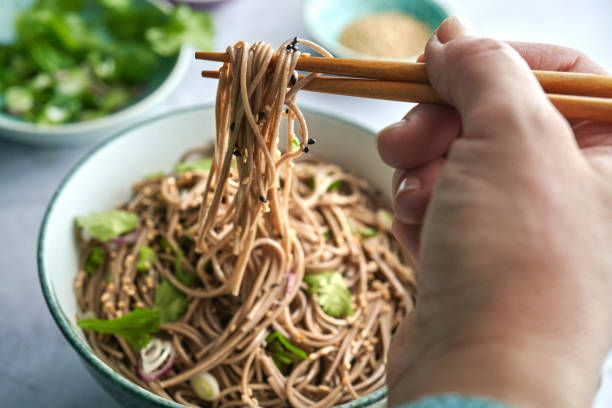 istock Soba Noodles with Sesame, Coriander and Soy Sauce 1486146735