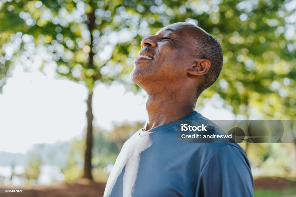Portrait of a mature man breathing fresh air People Stock Photo
