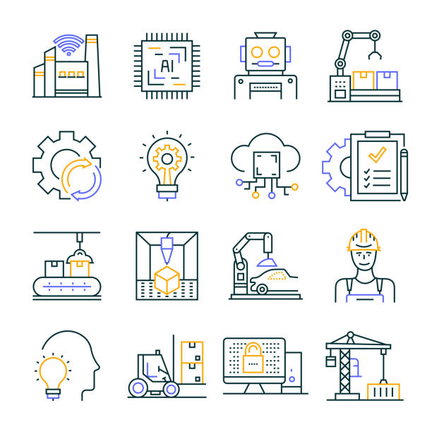 Industry 4.0 Line Icons Editable Stroke.