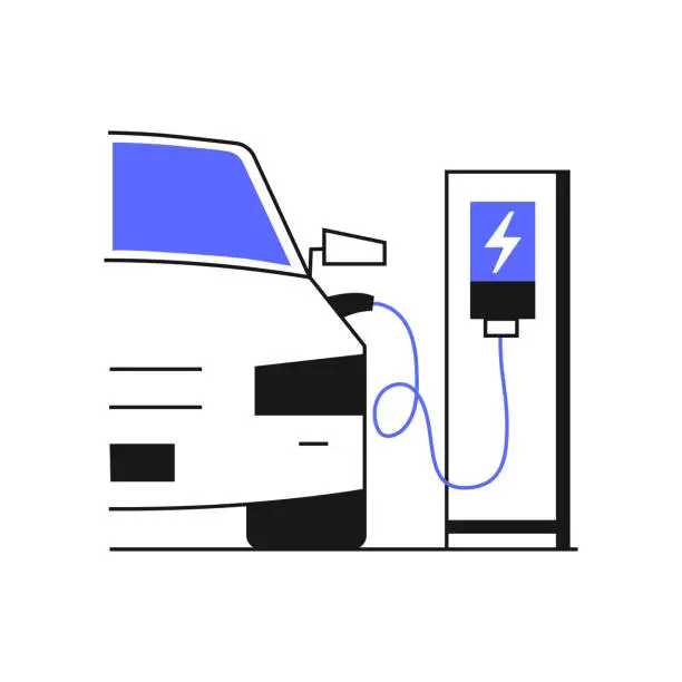 Vector illustration of Electric car home charging station vector concept. Electric vehicle charger.