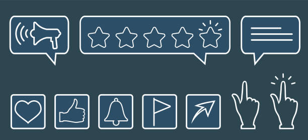 istock Vector label of customer feedback. Social media notification and reaction icons. 1486158945
