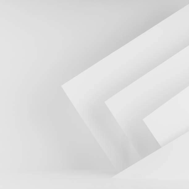istock White abstract interior in modern geometric urban simple style with stripes and angles in soft light mockup for presentation cosmetic products, goods, design, copy space, square. 1486164045