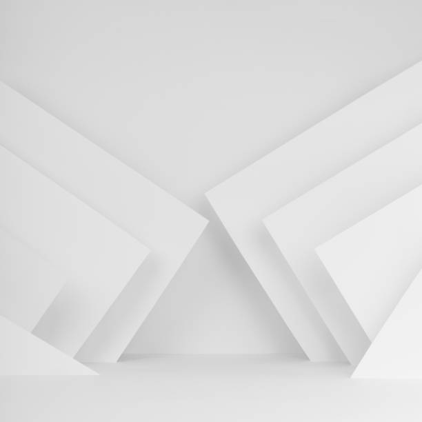 istock White abstract interior in modern geometric urban simple style with stripes and angles in soft light mockup for presentation cosmetic products, goods, design, square. 1486164052
