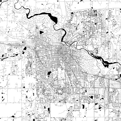 Topographic / Road map of Ann Arbor, MI. Map data is public domain via census.gov. All maps are layered and easy to edit. Roads are editable stroke.