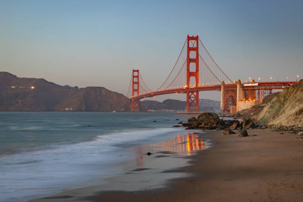 istock Golden Gate Bridge and Baker Beach at Sunset 1486166704