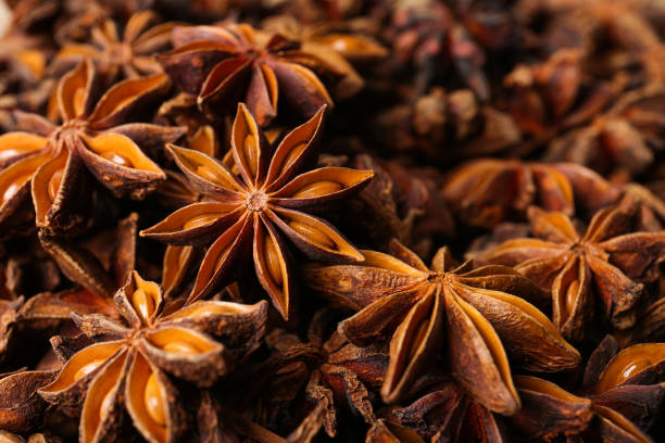 istock Aromatic anise stars as background, closeup view 1486168124
