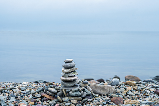 Stone composition on the beach.