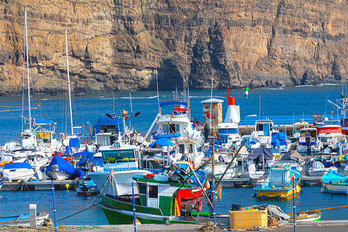 Erquy, France, July 7, 2022 - Fishing boats in the port of Erquy