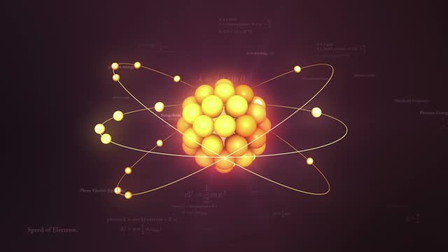 4K-Atom Model (electrons, neutrons, protons). Seamless Looping
