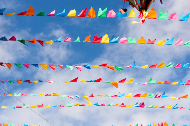 istock Colorful flags for party decoration. 1486180114