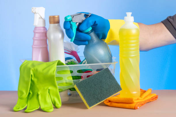 istock basket with cleaning products for home hygiene use 1486186785