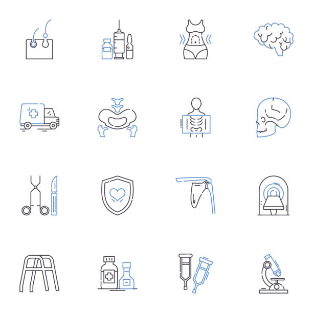 CT scan line icons collection. Radiology, Imaging, Diagnosis, Cancer, Tumor, Brain, Spine vector and linear illustration. Heart,Abdomen,Chest outline signs set CT scan outline icons collection. Radiology, Imaging, Diagnosis, Cancer, Tumor, Brain, Spine vector and illustration concept set. Abdomen,Chest linear signs and symbols x ray results stock illustrations