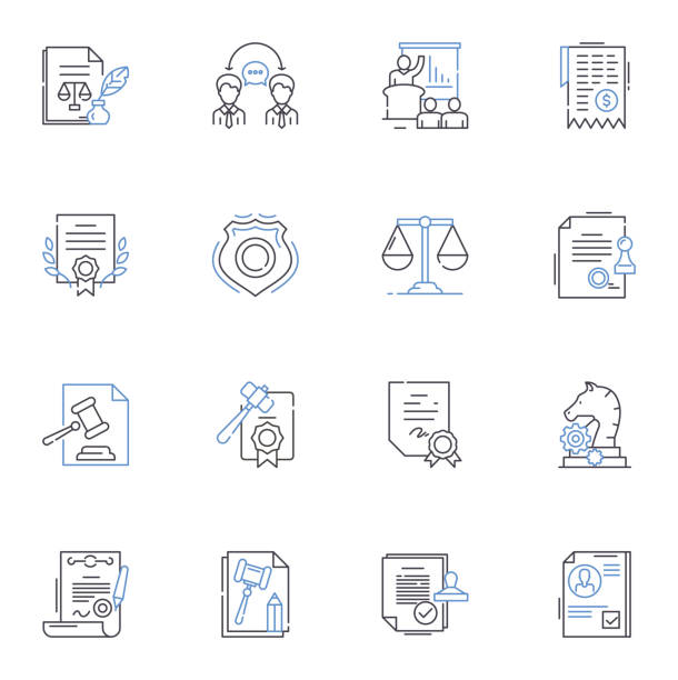 Constitution line icons collection. Document, Law, Government, Freedom, Rights, Amendments, Democracy vector and linear illustration. Liberty,Justice,Ratification outline signs set Constitution outline icons collection. Document, Law, Government, Freedom, Rights, Amendments, Democracy vector and illustration concept set. Justice,Ratification linear signs and symbols us constitution stock illustrations