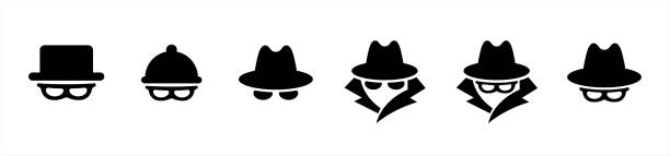 spionagesymbol vektor oder inkognito-symbol, logo-illustration 10 eps. - computer hacker spy spam safety stock-grafiken, -clipart, -cartoons und -symbole