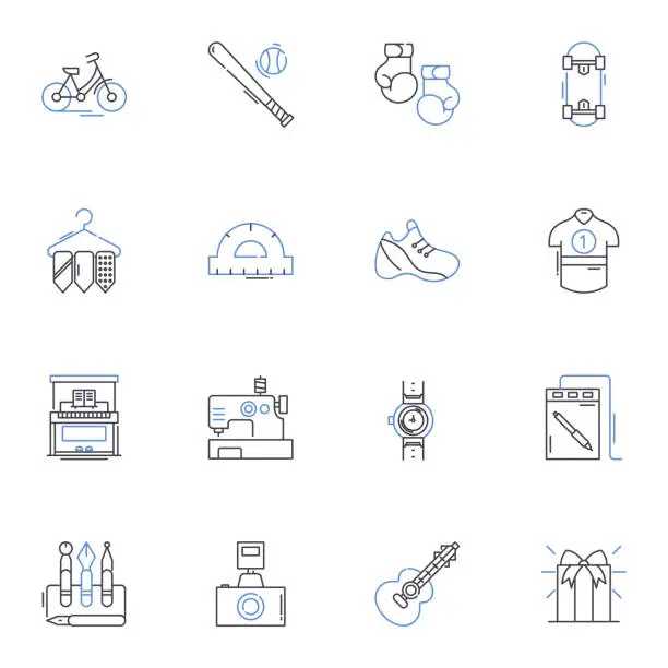 Vector illustration of Composition line icons collection. Harmony, Melody, Arrangement, Chord, Structure, Rhythm, Texture vector and linear illustration. Dynamics,Tempo,Notation outline signs set