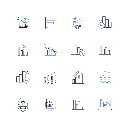 Comparisons contrasts outline icons collection. Disparity, Dichotomy, Distinction, Parity, Distinction, Adversity, Equality vector and illustration concept set. Opposites,Similarity linear signs and symbols