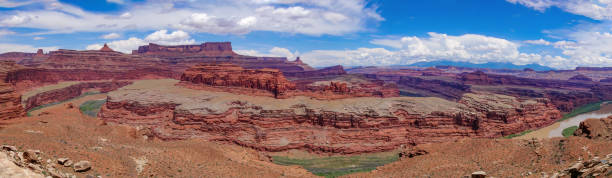 Panoramic of Canyonlands, Utah A panoramic view of the Colorado River cutting through Canyonlands National Park, Utah. canyonlands national park stock pictures, royalty-free photos & images