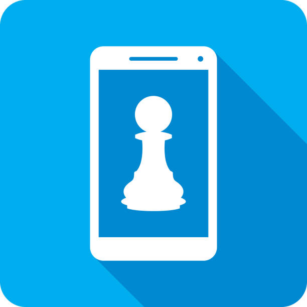 ilustraciones, imágenes clip art, dibujos animados e iconos de stock de peón de ajedrez smartphone icono silueta - chess pawn red blue leisure games