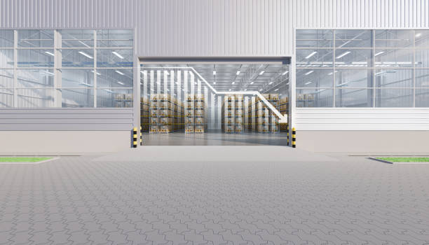 istock 3d rendering of warehouse or distribution center. 1486196052