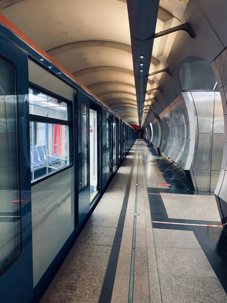 An empty underground metro station after a working day.