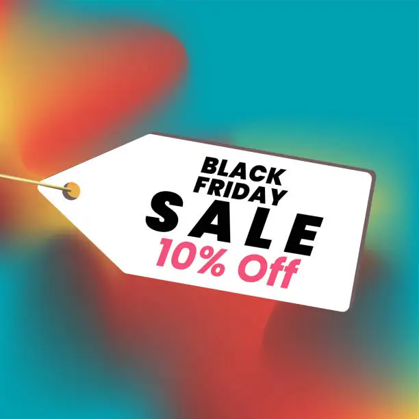 Vector illustration of Black Friday 10 percent sale off banner design, banner of discount offer concept vector illustration design on colorful background