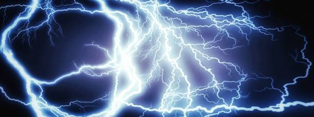 istock Abstract blue lightning background shining in the dark 1486204832