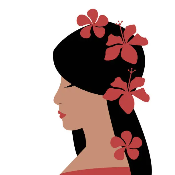 Vector illustration of Portrait of Pacific Islander woman