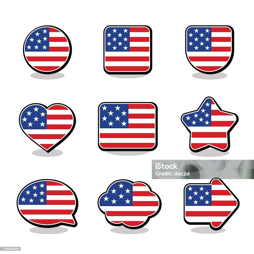 USA FLAGGE ICON-SET - Lizenzfrei 4. Juli Vektorgrafik